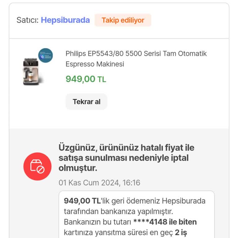 İptal Edilen Sipariş Ve Kupon Sorunu