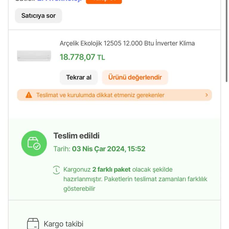 Yanlış Klima Modeli Gönderimi Ve İade Sorunu