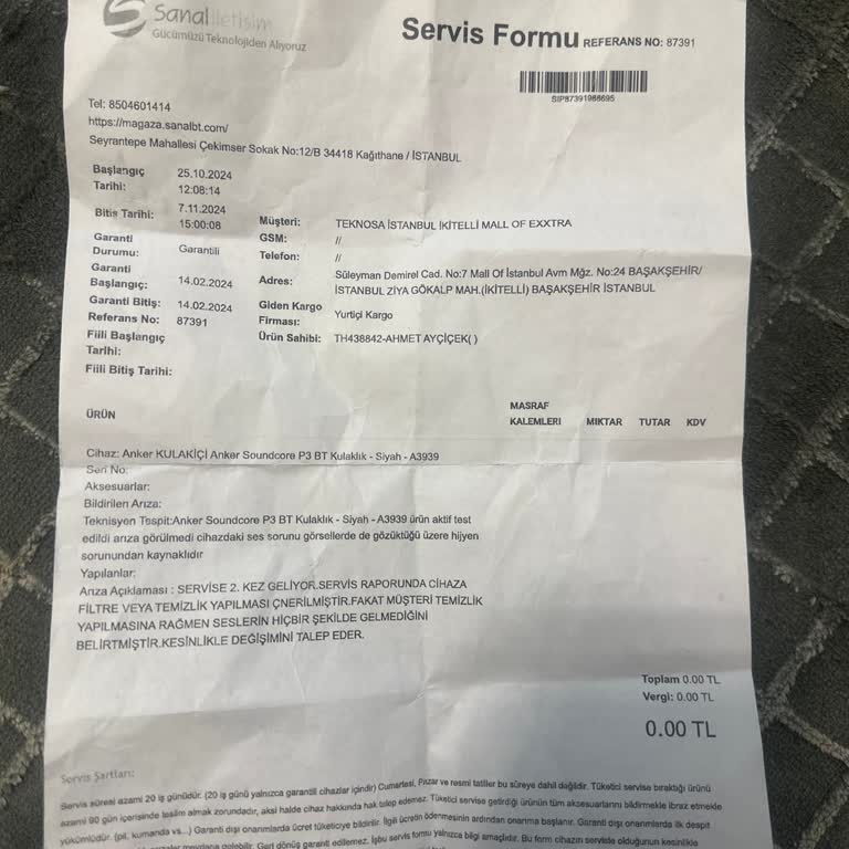 Kulaklıkta Sürekli Ses Sorunu Ve Servis Yanıtları