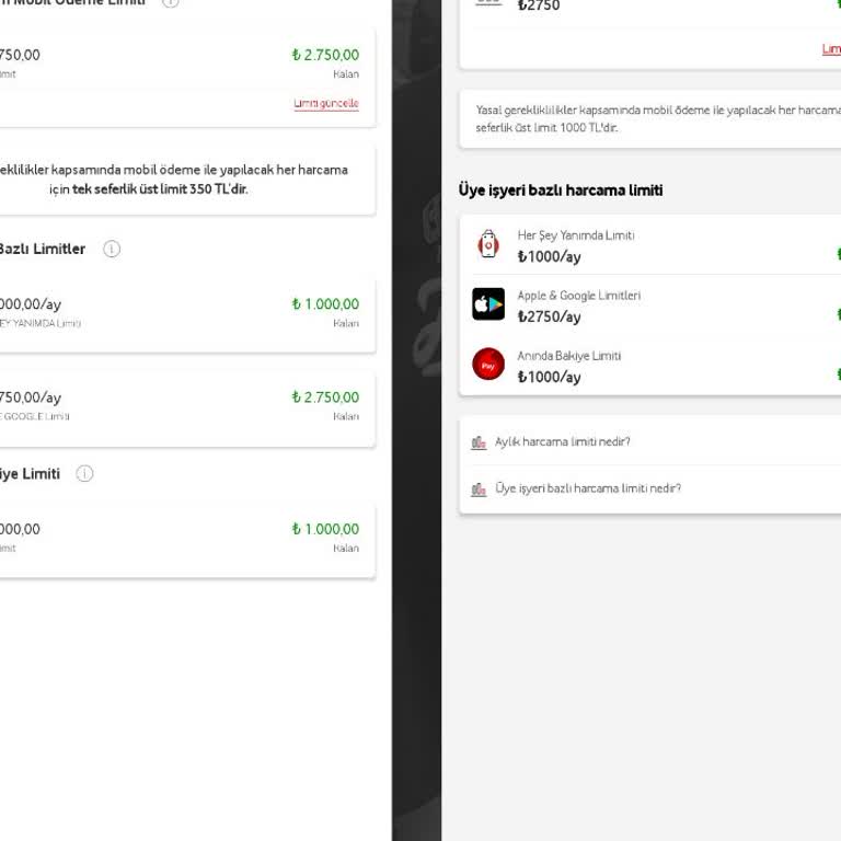 Vodafone Pay Ve Yanımda Uygulamasındaki Limit Tutarsızlığı