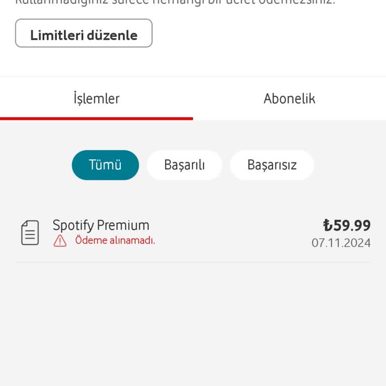 Vodafone'un Mobil Ödeme Sorunu: Spotify Ödemesi Gerçekleşmedi