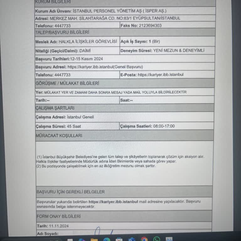 İSPER İş İlanı Başvuru Sorunu