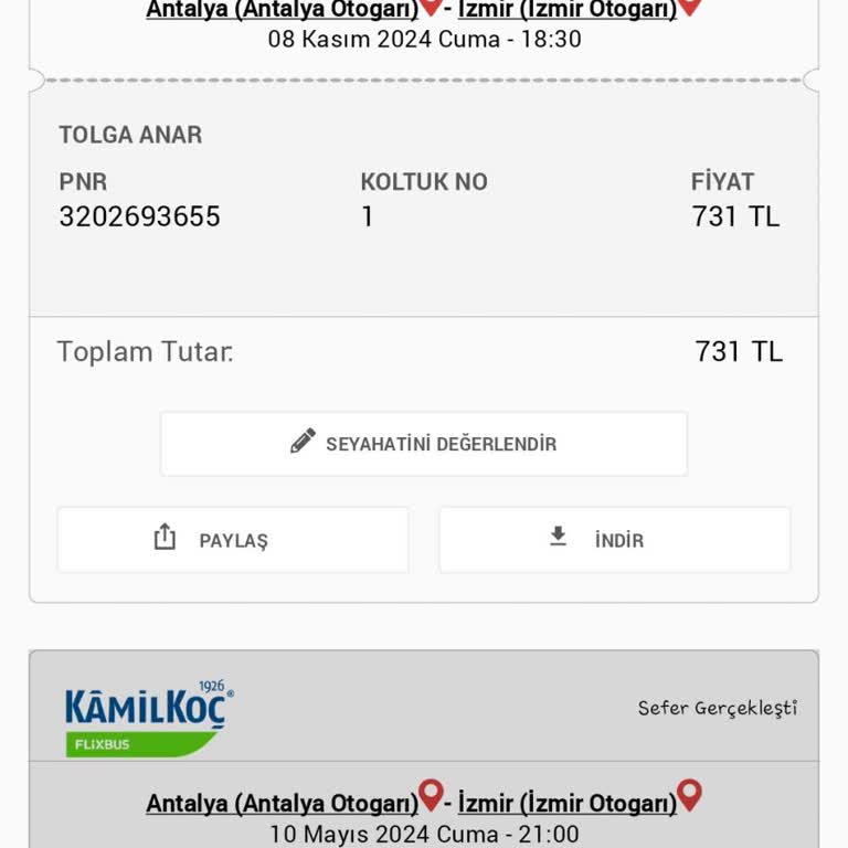 Bilet Değişikliği Talebime Olumsuz Yanıt