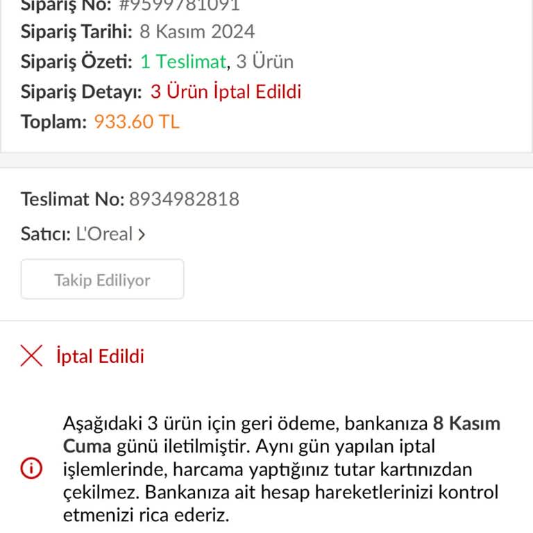 Yanlış Sipariş İptalinde Geciken İade Sorunu