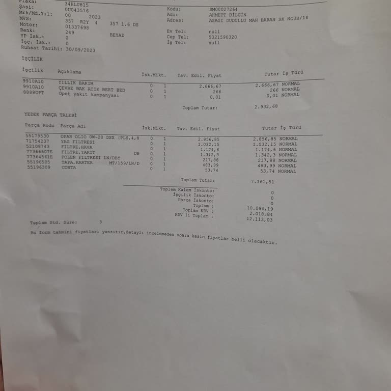 Fahiş Servis Ücretleri Ve Eksik Bilgilendirme Mağduriyeti