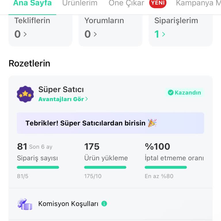 Süper Satıcı Komisyon İndirimi Mağduriyeti