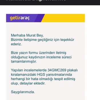 Fahiş HGS Ücreti Ve Yetersiz Müşteri Hizmeti