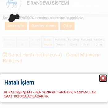 E-Randevu Sisteminde Randevu Alamama Sorunu