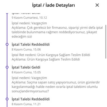 İptal Talebim Reddedildi, Ürün Kargoya Verilmiş Gibi Gösteriliyor