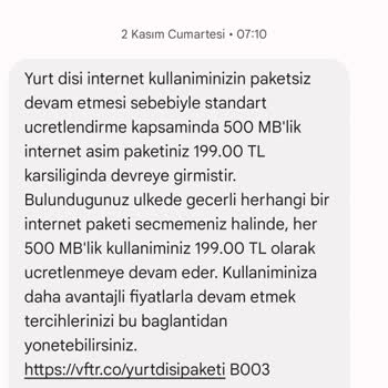 Yurt Dışı Tarifesinde Yanıltıcı Ücretlendirme Ve Müşteri Hizmetleri Sorunu