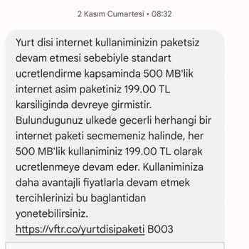 Yurt Dışı Tarifesinde Yanıltıcı Ücretlendirme Ve Müşteri Hizmetleri Sorunu