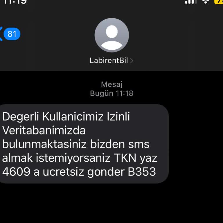 Labirentbil (SMS) İzinsiz Veritabanı Kaydı Ve İstenmeyen Mesaj
