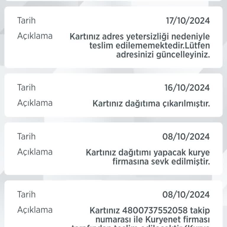 Yanlış Adres Ve Geciken Kredi Kartı Teslimatı