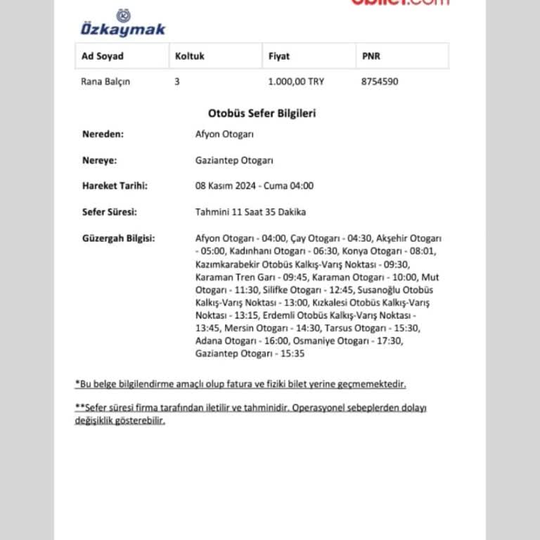 Otobüs Seferinde 5 Saatlik Gecikme Mağduriyeti