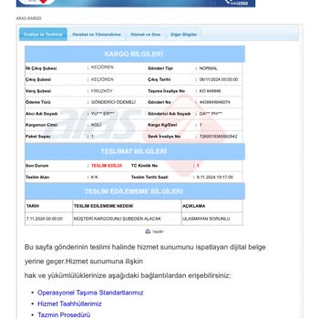 Teslim Edilmeyen Kargo Ve Yetersiz Müşteri Hizmetleri