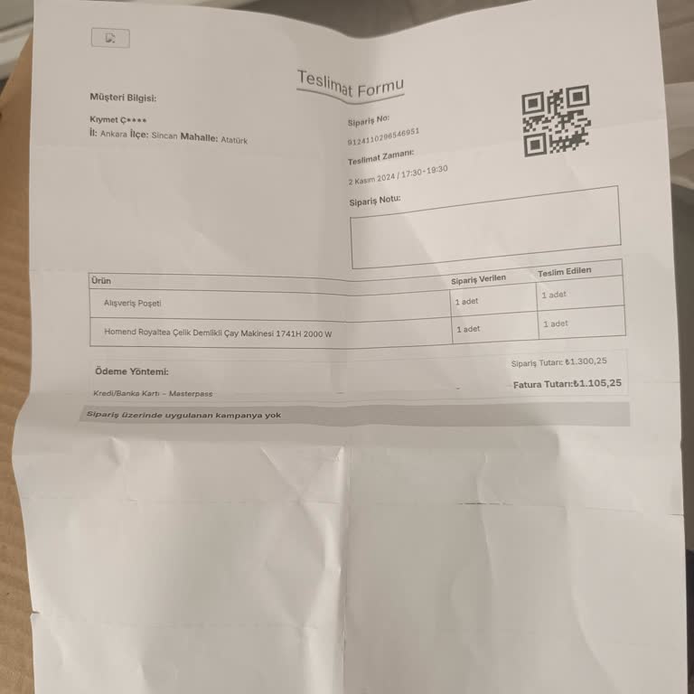 Homend Çaycı Siparişlerinde Karşılaşılan Sorunlar