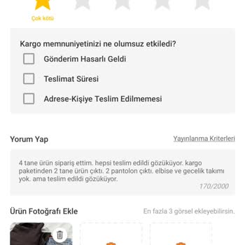 Eksik Ürün Teslimatı Ve Müşteri Hizmetlerine Ulaşamama