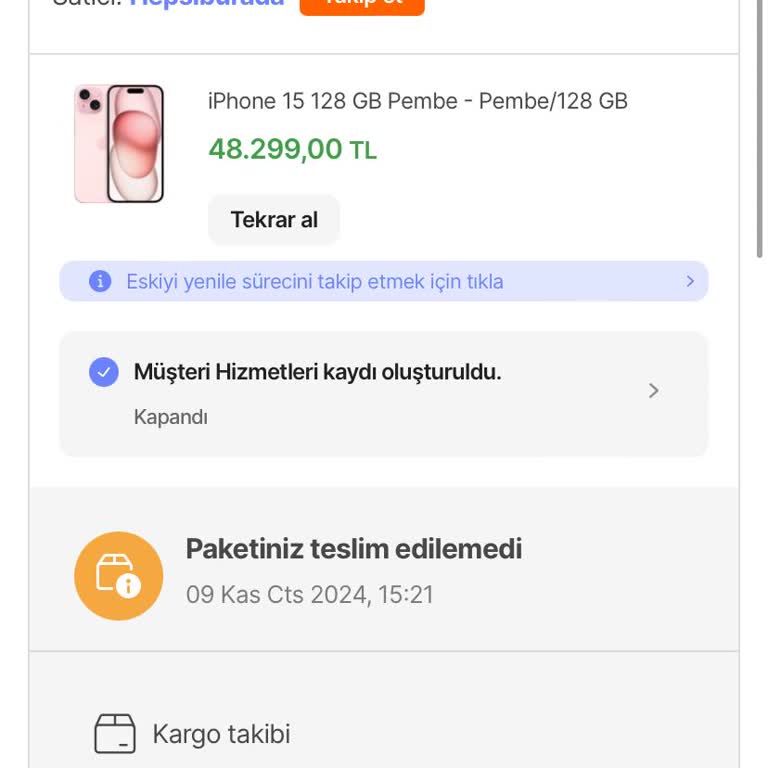 Kargocu Ulaşamadı, Telefon Siparişim İptal Edildi!