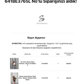 Sade Saraçoğlu'ndan Sipariş Ve İade Sorunları