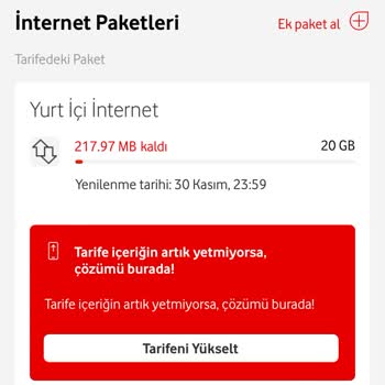 Vodafone İnternet Kullanım Detayları Sorunu