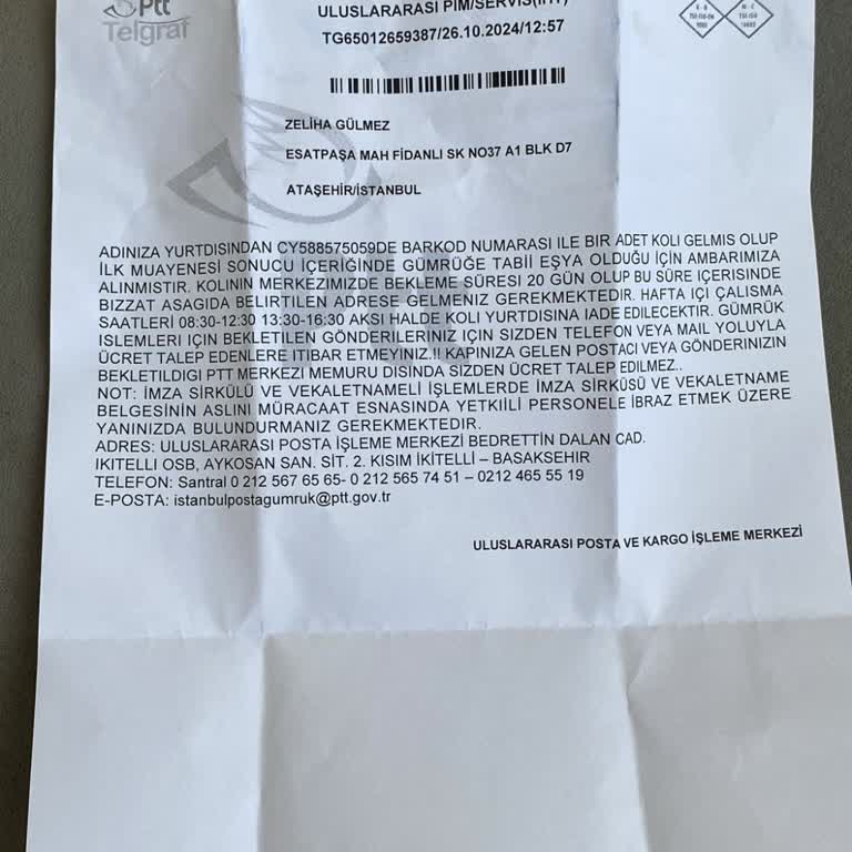 PTT Kargo Gümrük Bölümünde Teslimat Sorunu Ve İletişim Eksikliği