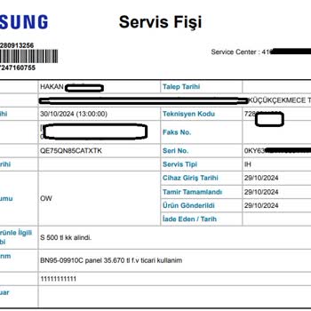 Samsung TV Panel Arızası Ve Garanti Sorunu