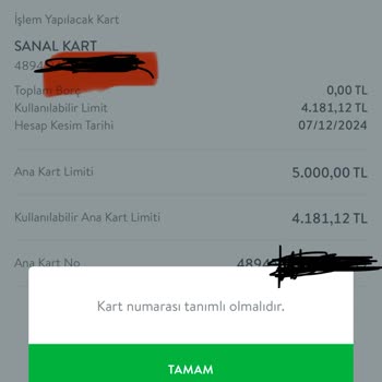 Sanal Kart İptal Sorunu Ve Erişim Hatası