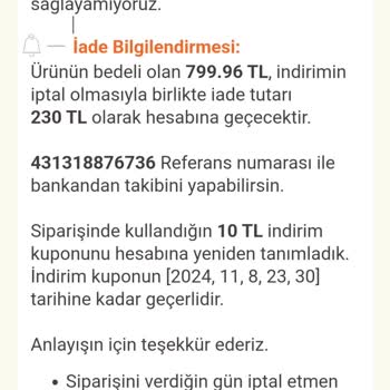 Yanlış Fiyatlama Nedeniyle İptal Edilen Sipariş Ve Yetersiz Telafi