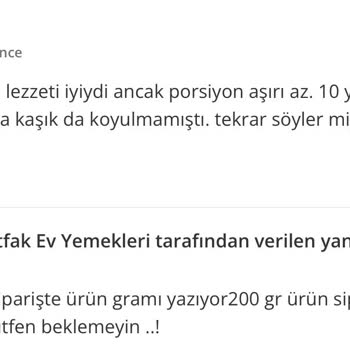 Porsiyon Yetersizliği Ve Saygısız Yanıtlar Karşısında Şaşkınlık