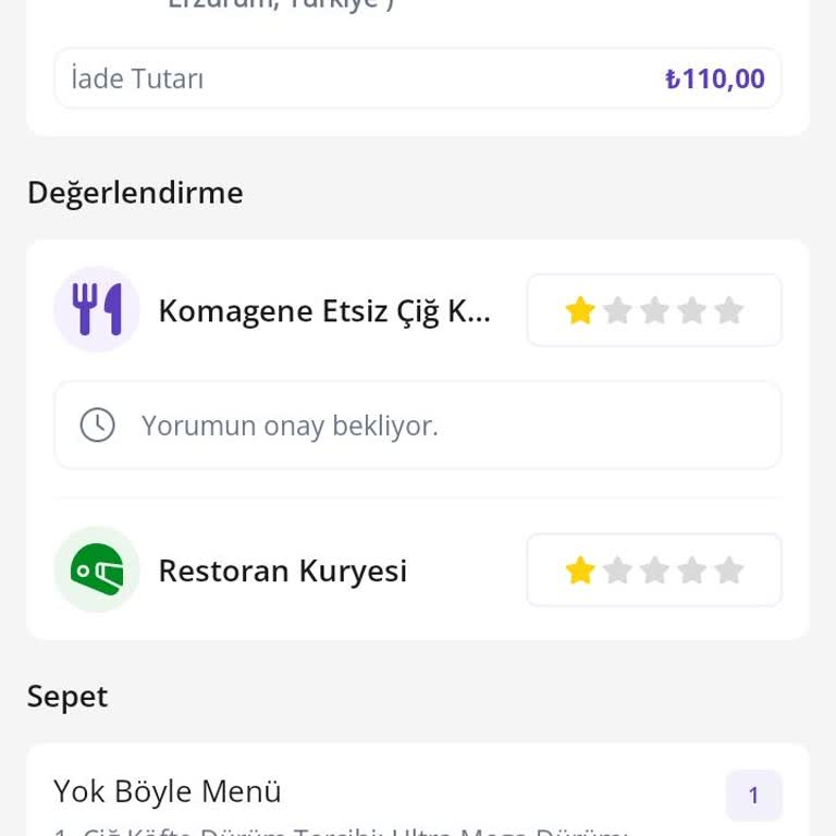 Getir Yemek Siparişi Teslim Edilmedi Ve İade Sorunu