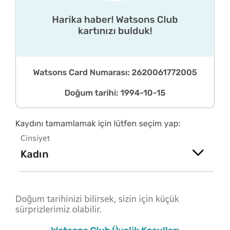 Watsons Üyelik Giriş Sorunu