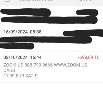Zoom Pro Üyelik İptali Sonrası Haksız Ödeme Talebi