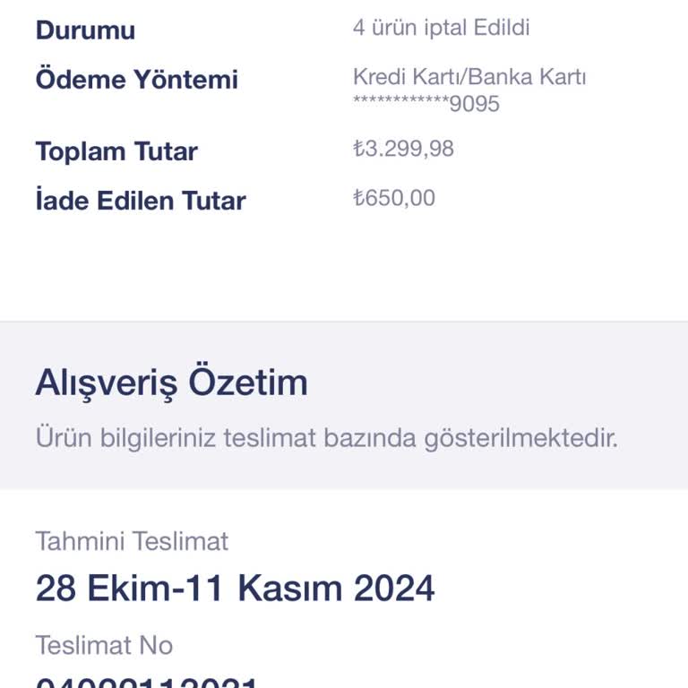 Yanlış İptal Edilen Sipariş Ve Eksik İade
