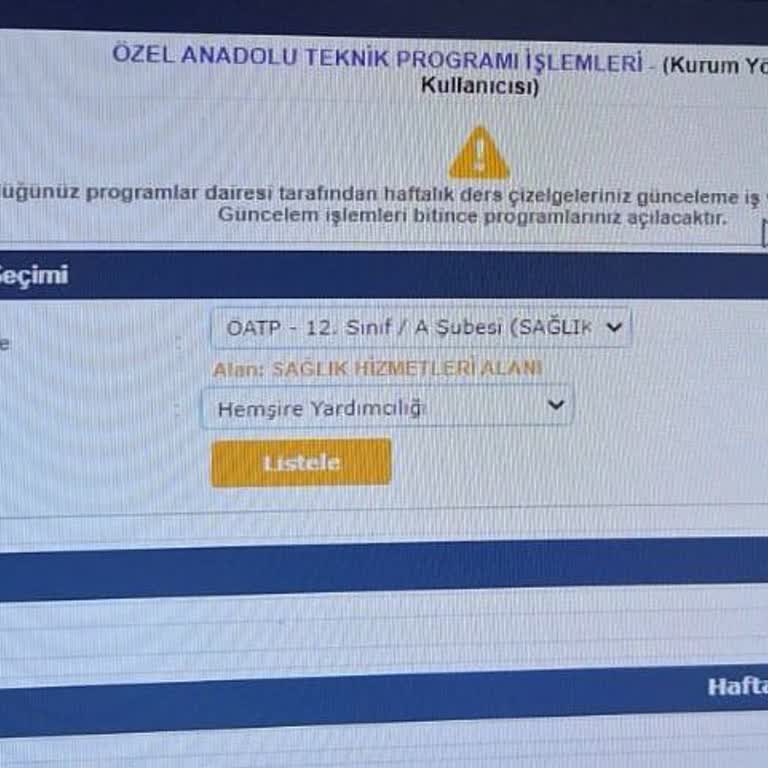 E-Okul 12. Sınıf Ders Programı Sorunu