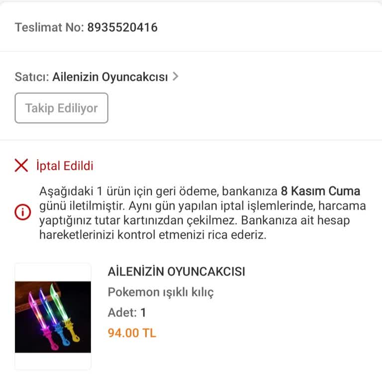 Trendyol Sitesinde Sipariş İptali Mağduriyeti