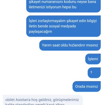 Obilet Müşteri Hizmeti Hayal Kırıklığı