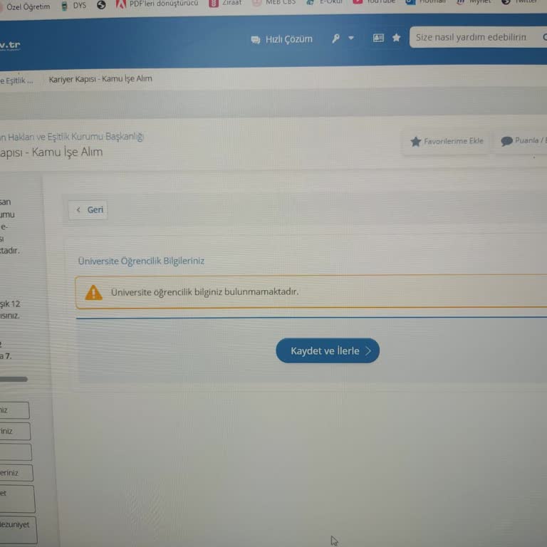 İş Başvurusu Sistem Hatası