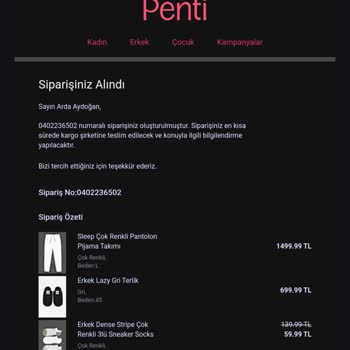 Penti Siparişim Hakkında Bilgi Alamıyorum