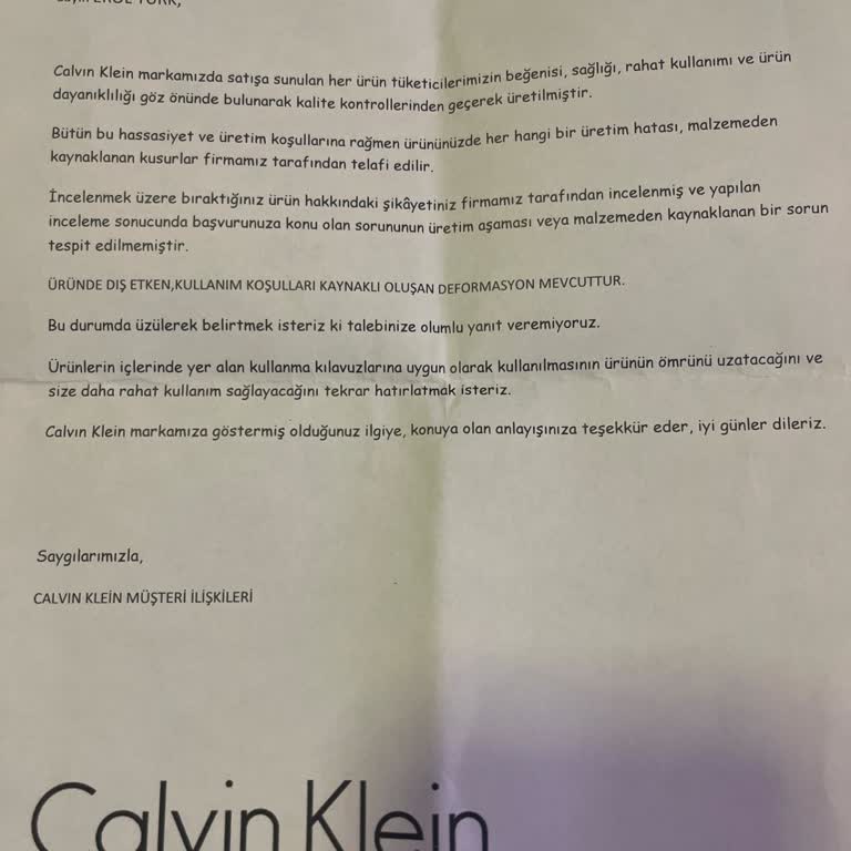 Calvin Klein Çantada Hızlı Deformasyon Sorunu
