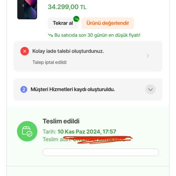 İptal Edilen Ürün Ve Geri Ödenmeyen Para Sorunu