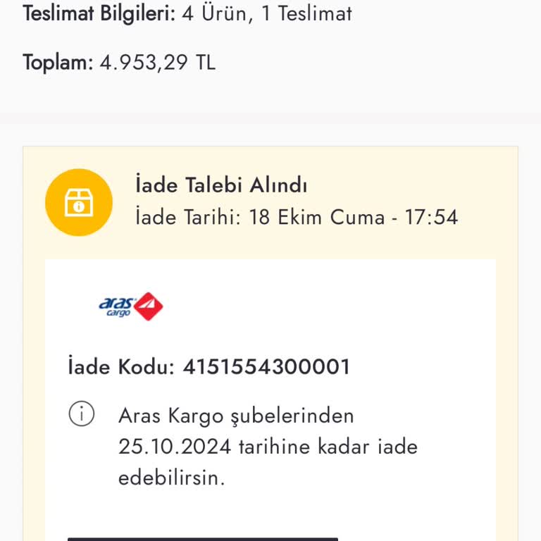 Aras Kargo Boyner İade Sürecinde Yaşanan Sorun!