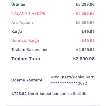 Eksik Ürün Ve Yanlış İade Tutarı Sorunu