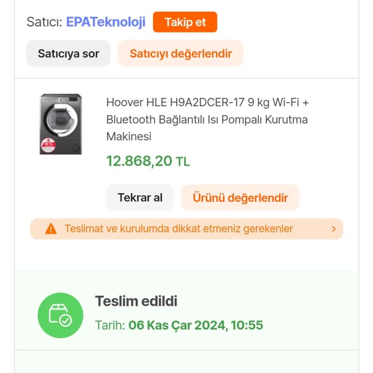 Hoover Kurutma Makinesi Servis Sorunu Ve Müşteri Hizmetleri Ulaşım Zorluğu