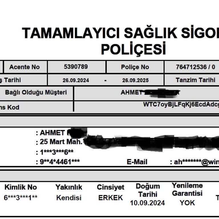 Tamamlayıcı Sağlık Sigortasında Karşılanmayan Kalça Ultrasonu Ücreti