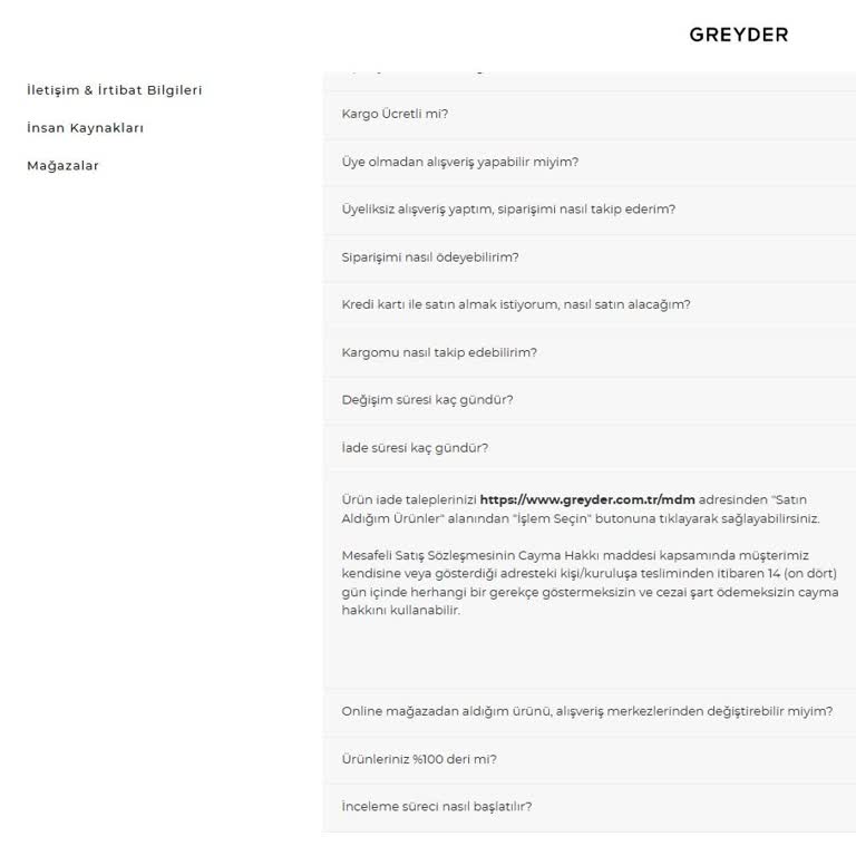 Greyder 14 Günlük İade Sürecini Uygulamıyor