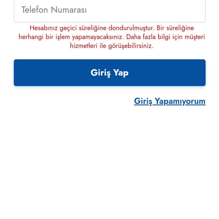 Dondurulmuş Hesap Sorunu Çözülmüyor