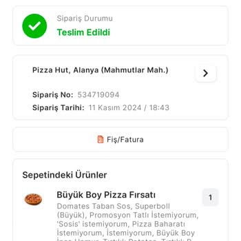 Pizza Hut Siparişim Kayboldu!