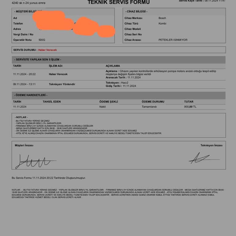 Geciken Servis Ve Haksız Ücret Talebi