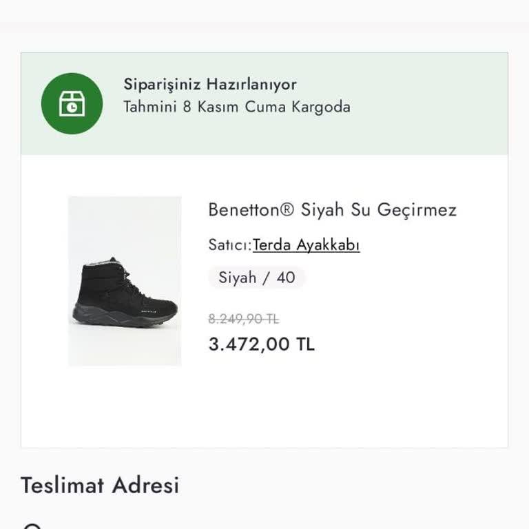 Boyner'den Alınan Botun Kargoya Verilmemesi