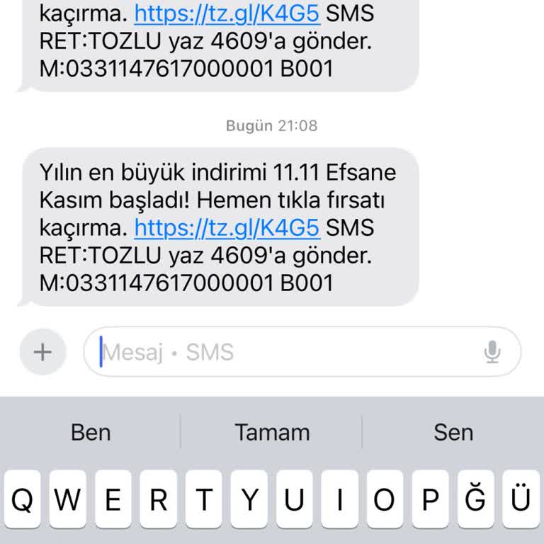 Tozlu 4609 SMS İptali Olmuyor